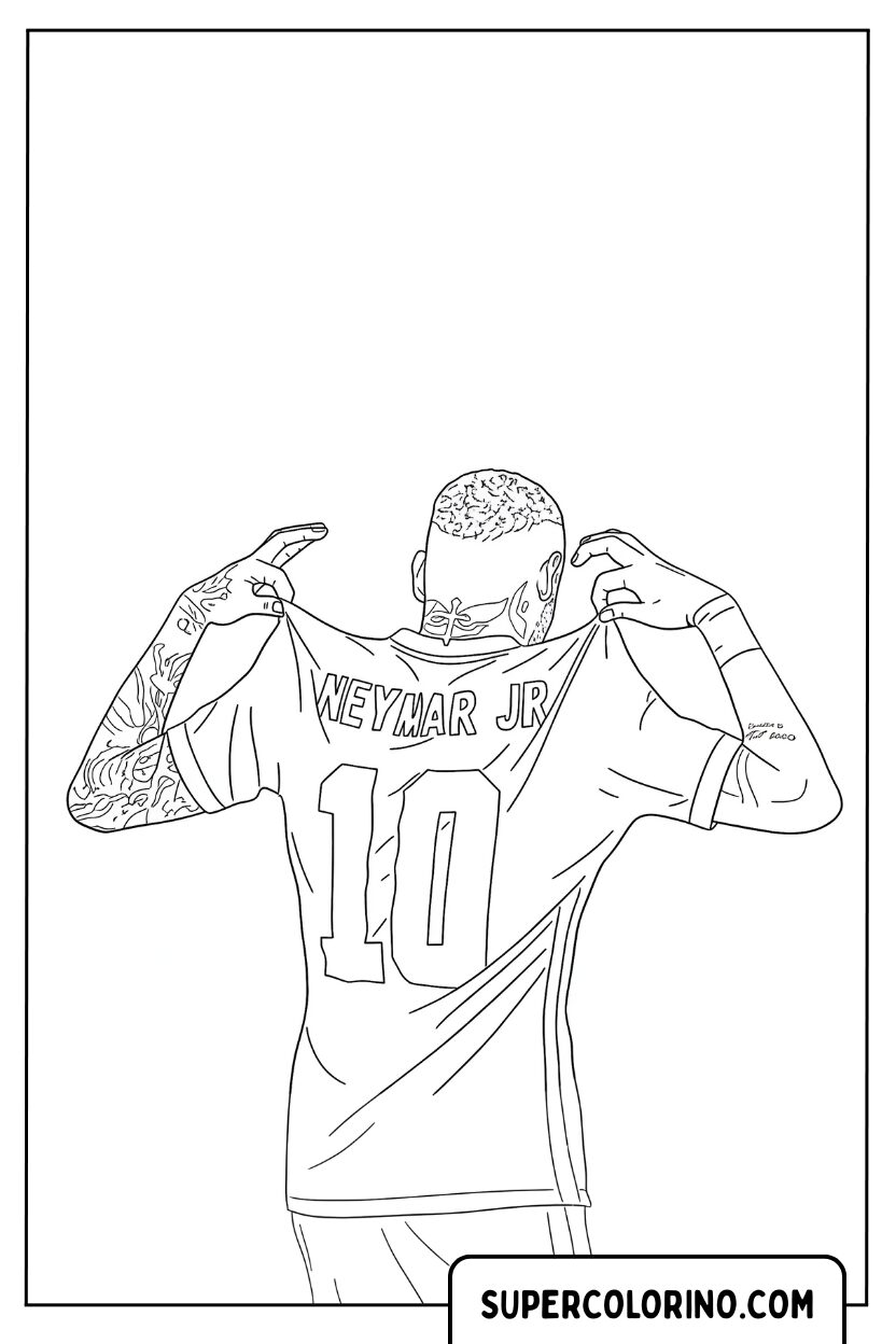 Neymar Jr. affiche fièrement son nom de coloriage