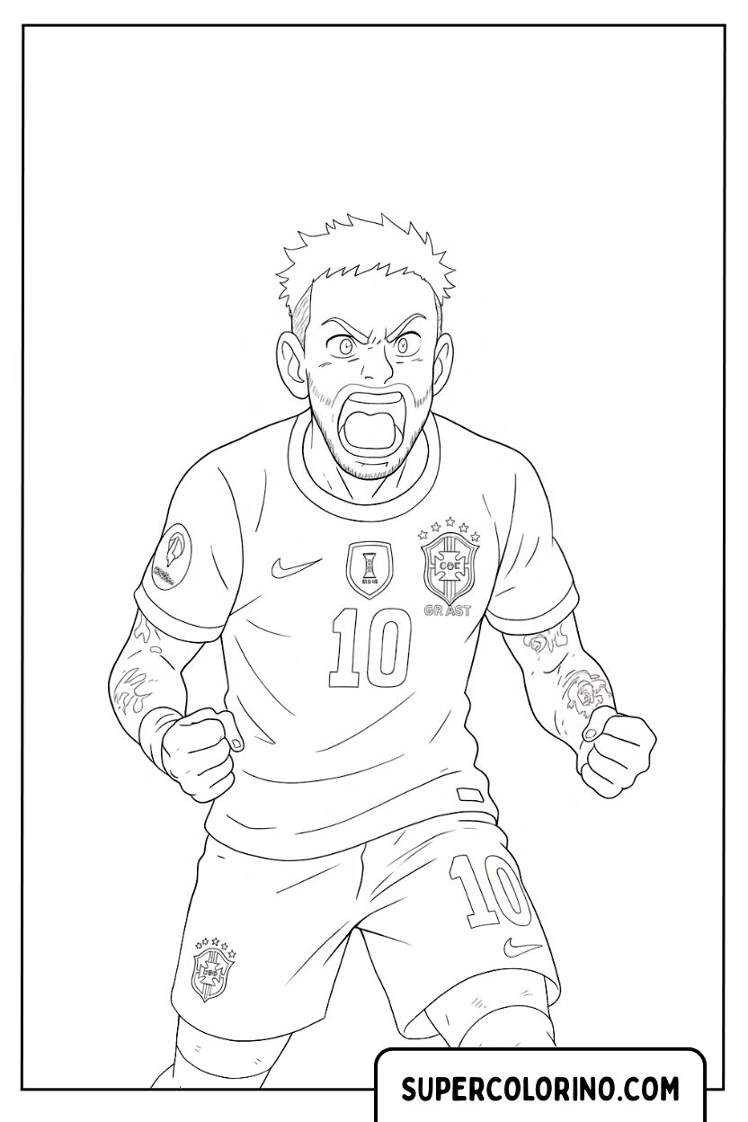 Neymar Jr. jubile les poings serrés pour colorier