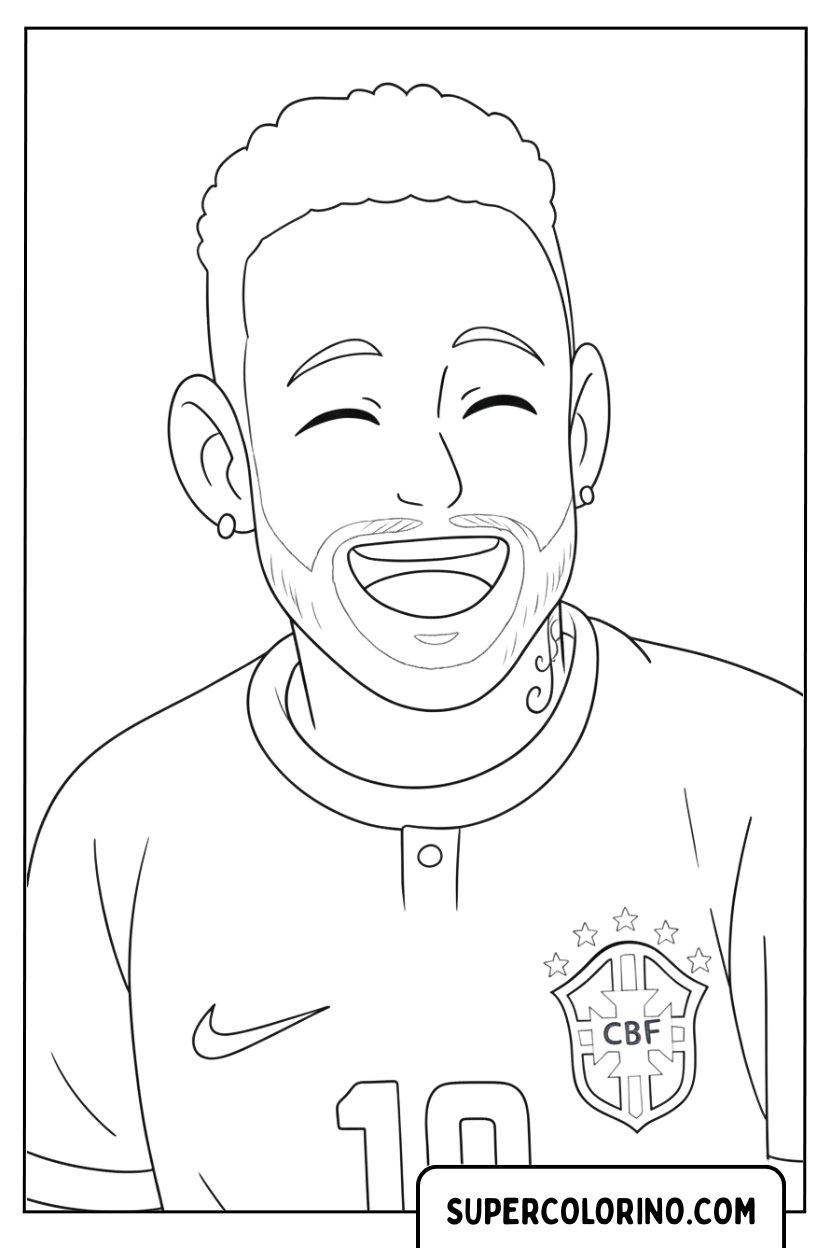 Gros plan de Neymar riant de bon cœur pour colorer
