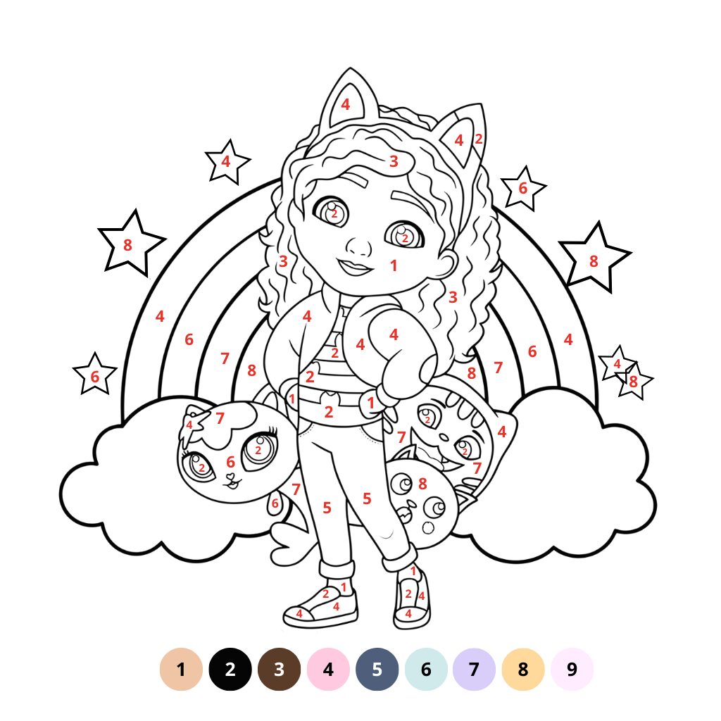 Disegni da colorare con i numeri Gabby