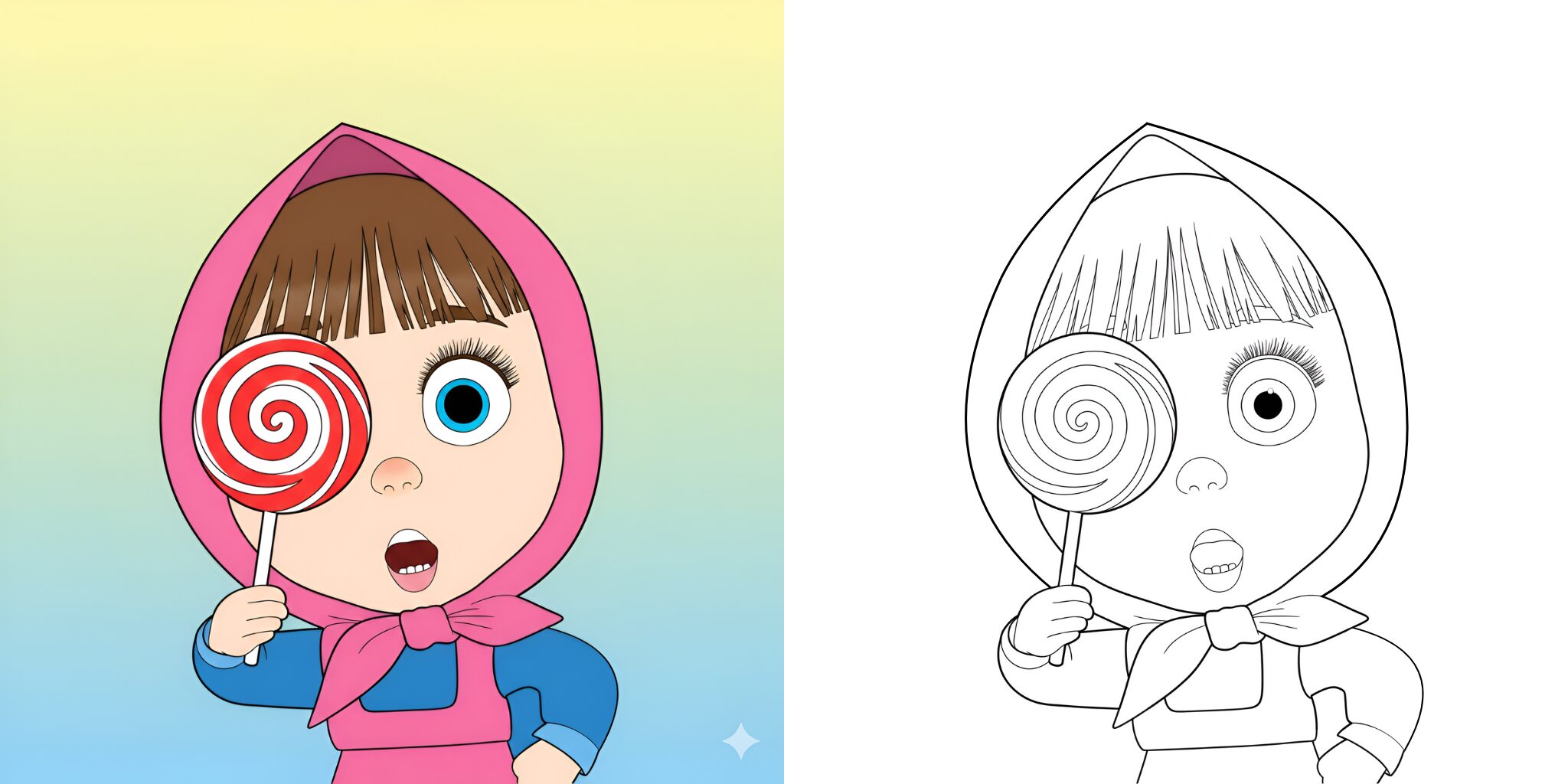 Coloriage Masha et l'ours ft