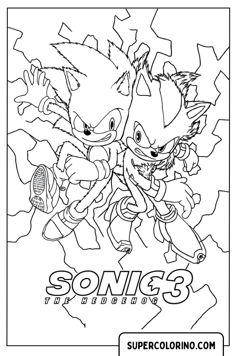 Sonic 3 Malvorlagen mit einem explosiven Kampf im Vordergrund