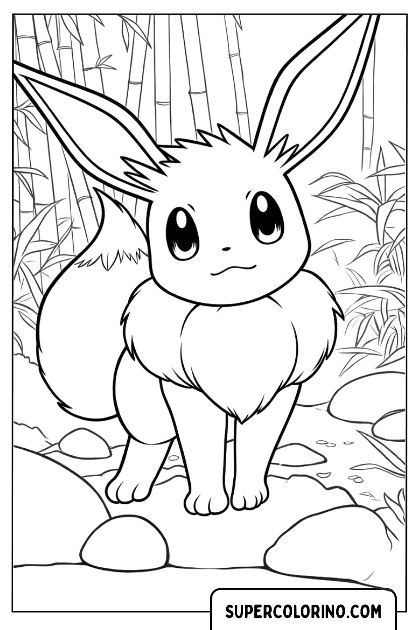 Malvorlage Pokemon Evoli im Wald