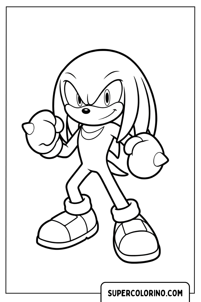 Sonic 2 Malvorlage von Knuckles in Kampfpose