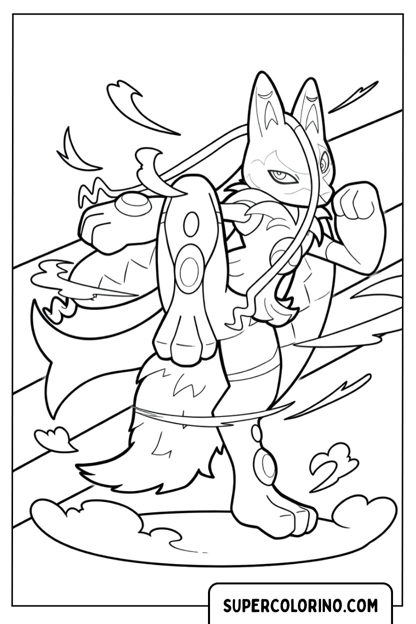Malvorlage von Lucario in Kampfpose