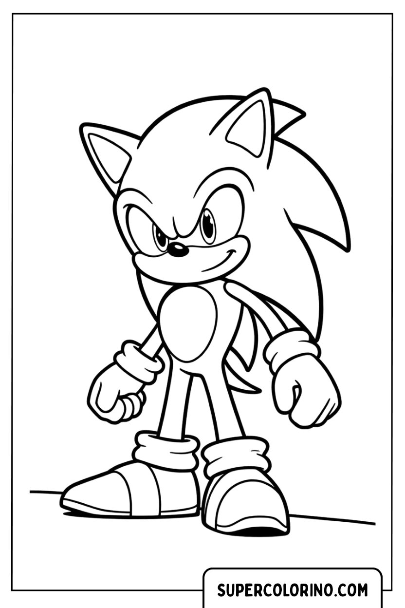Sonic Malvorlage in entschlossener Pose Sonic 2