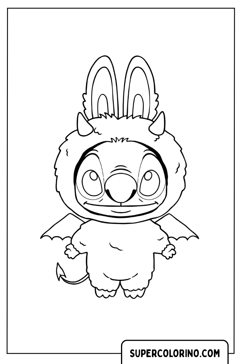 Stitch Labubu Teufelsversion Malvorlage