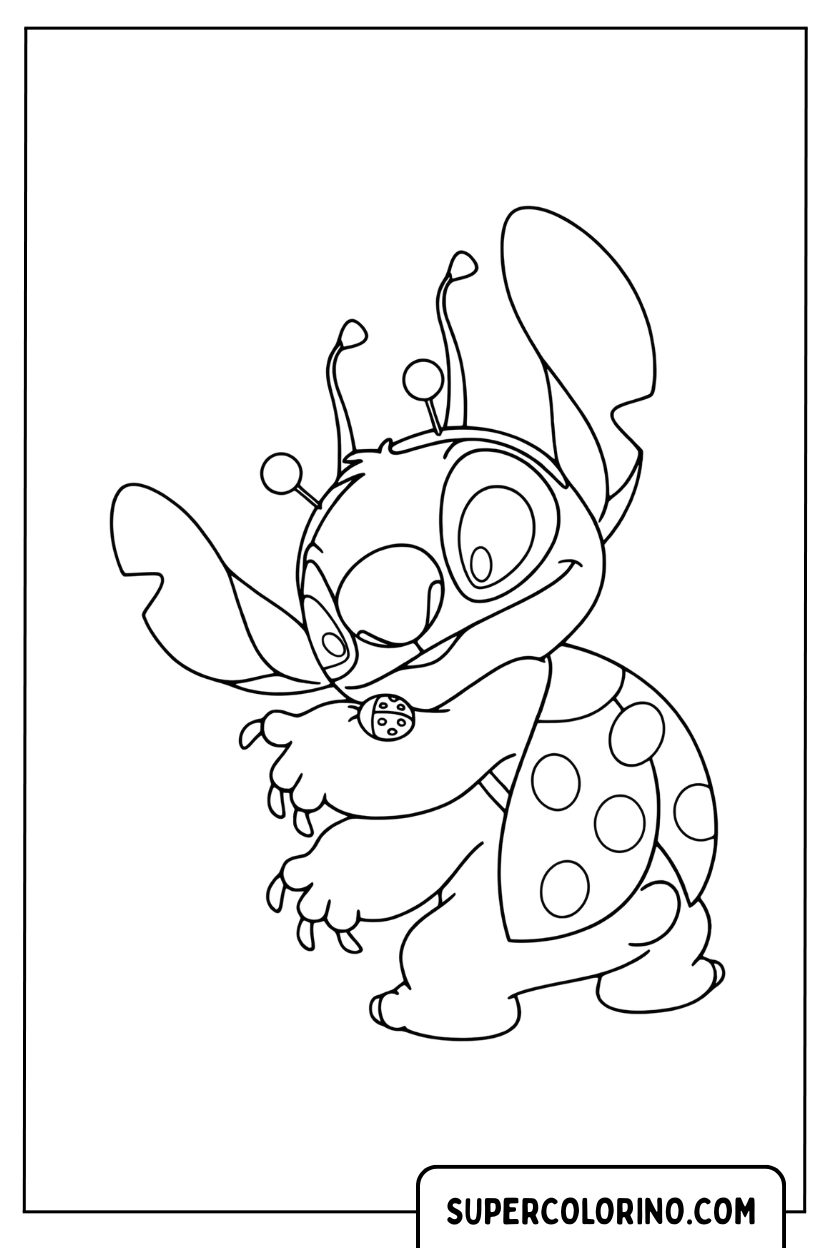Stitch in lieveheersbeestjeskostuum kleurplaat