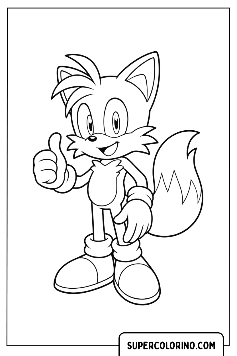 Sonic 2 Malvorlage mit lächelndem Tails
