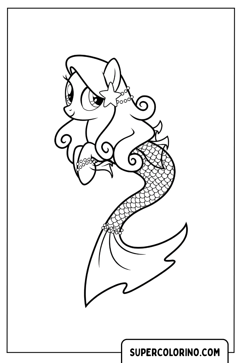 Coloriage de poney sirène de style moderne