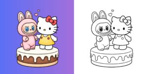 labubu hello kitty da colorare ft