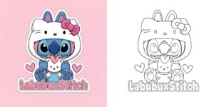 Labubu Stitch kleurboek ft