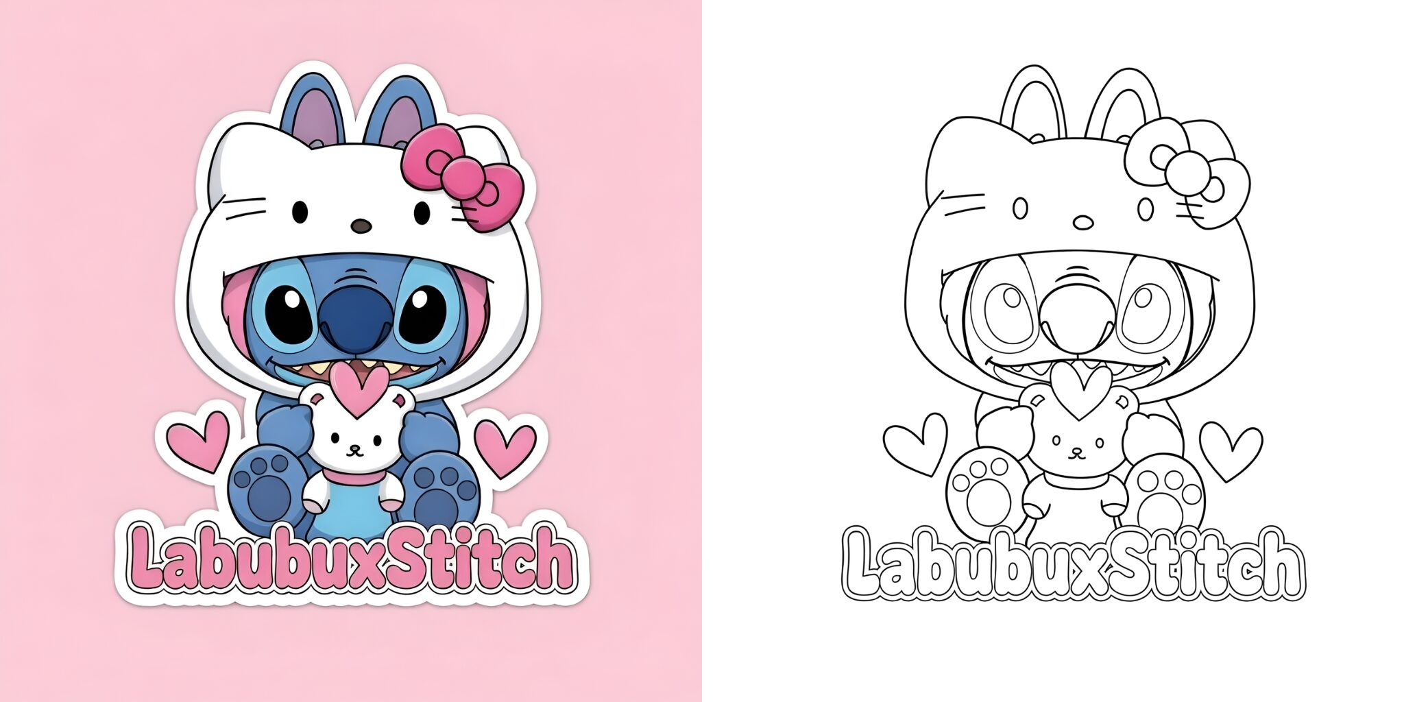 Labubu Stitch Malbuch ft