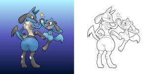 lucario pokemon da colorare ft