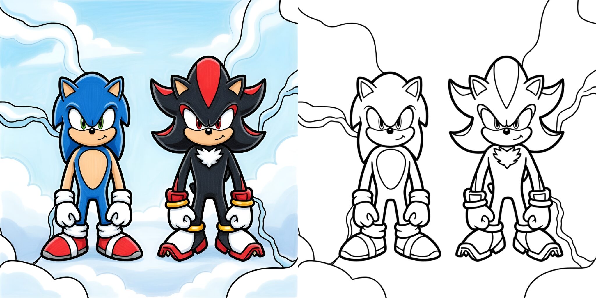 sonic e shadow da colorare ft