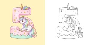 torta unicorno da colorare ft