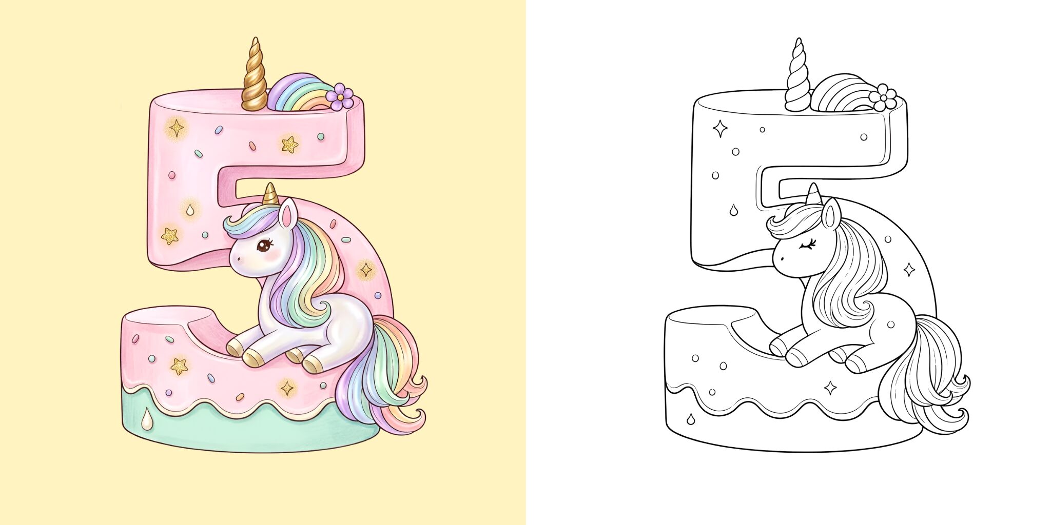 torta unicorno da colorare ft