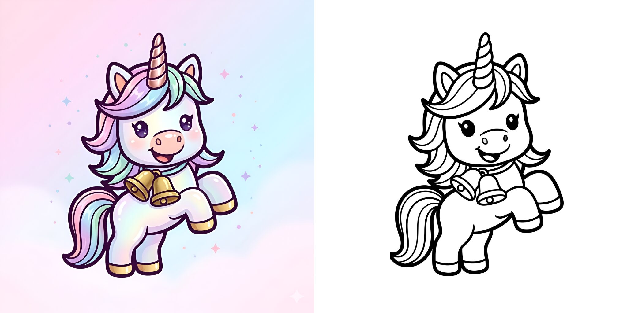 unicorno di natale da colorare ft