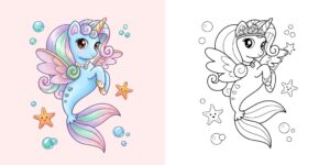 unicorno sirena da colorare ft